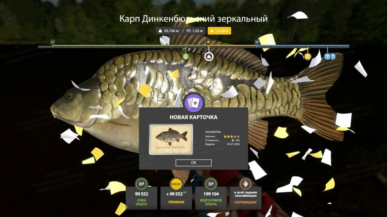 Улов (Карп Динкенбюльский зеркальный) на трофей в RF4