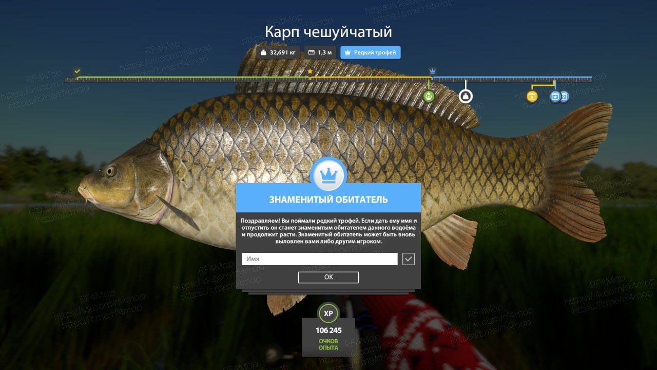 Улов (Карп чешуйчатый) на трофей в RF4