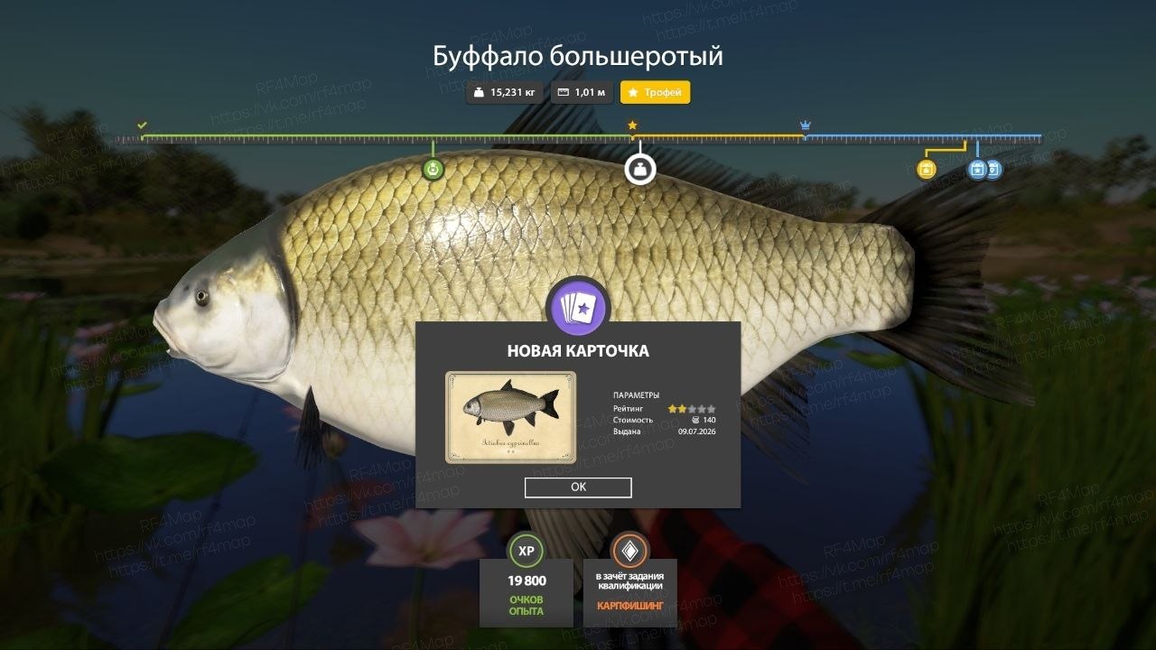 Улов (Буффало большеротый, Сазан) на фарм в RF4