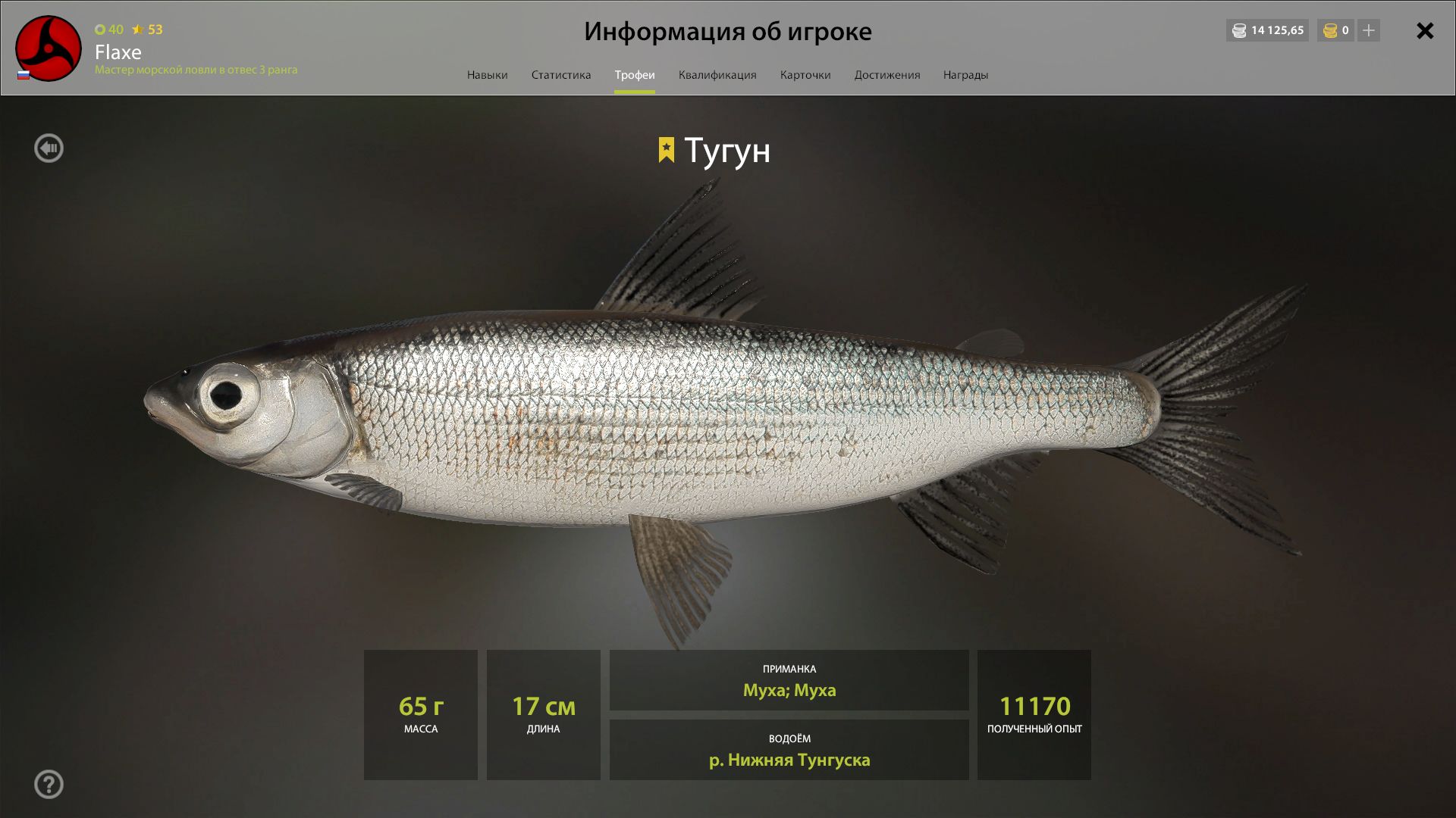 Скриншот точки клева на трофей
