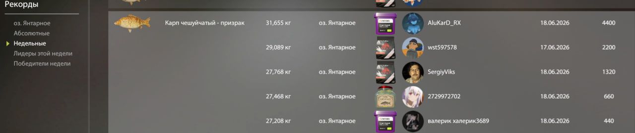 Скриншот точки клева на трофей